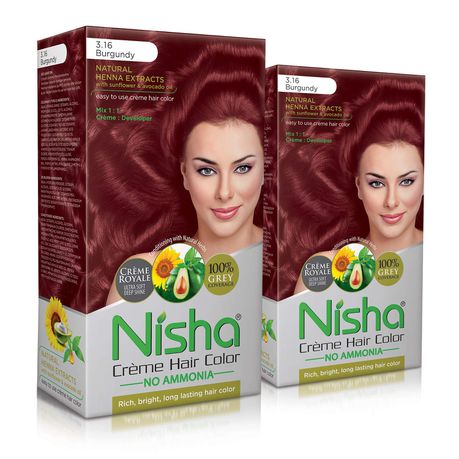 Pack of 2 Nisha Creme Hair Colour Pack with Brush & Conditioner Burgundy Buy Online in Zimbabwe thedailysale.shop