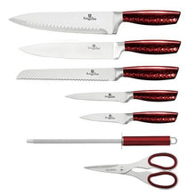 Load image into Gallery viewer, Berlinger Haus 8 Piece Stainless Steel Knife Set with Stand - Burgundy
