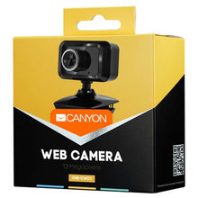 Load image into Gallery viewer, Canyon Black Webcam with Microphone USB Snapshot Button and Recording
