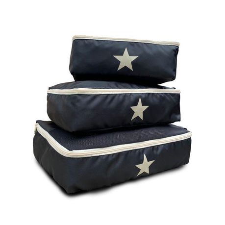 Packing Bags - Black Canvas with White Star - Set of 3 Buy Online in Zimbabwe thedailysale.shop