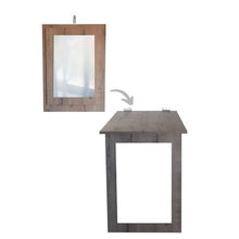 Load image into Gallery viewer, Fold Up Wall Mounted Study Desk &amp; Mirror 80x60cm - Rustic Wood
