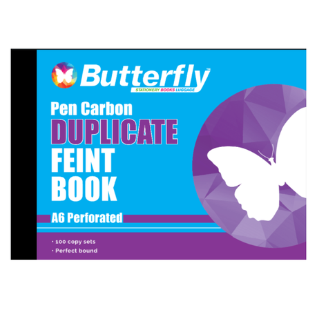 Butterfly A6 Duplicate Book - Feint Plain 200 Sheets (Pack of 10)