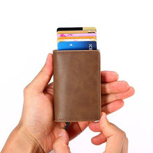 Load image into Gallery viewer, PU Leather Aluminium RFID Credit Card Holder Case-Coffee
