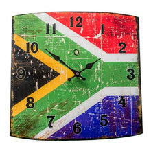 Load image into Gallery viewer, Quintessential Clocks - South African Flag - Decorative Glass Wall Clock
