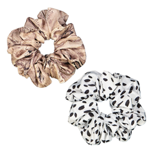 Load image into Gallery viewer, Dear Deer Polka &amp; Snake Super Sized Satin Scrunchies - Pack of 2
