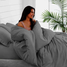 Load image into Gallery viewer, Wrinkle Resistant Luxury Hotel Duvet Cover Set: Queen Dark Grey
