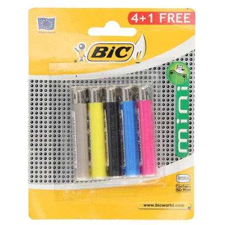 BIC Mini Pocket Lighter Blister 4 Plus 1 Buy Online in Zimbabwe thedailysale.shop