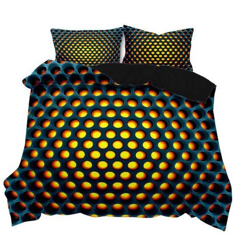 Chromacool 3D Printed Double Bed Duvet Cover Set Yellow/Black Buy Online in Zimbabwe thedailysale.shop