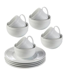 Load image into Gallery viewer, 16 Piece Porcelain Geo-Happy Sonia Dinnerware Set - White with Bead Accents
