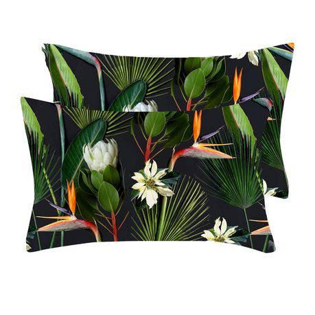 I Love it Here - Satin pillowcases Strelitzia on black Buy Online in Zimbabwe thedailysale.shop