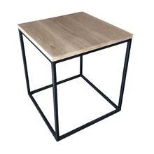 Load image into Gallery viewer, Side Table or Bedside Table - Wood (Solid Oak) and Metal
