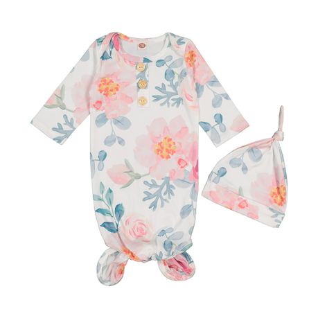 Newborn Knotted Onesie Light Pink Watercolour