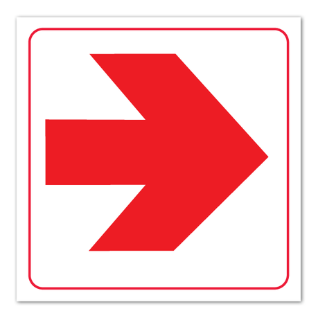 Safety Signs - Red Arrow 150x150mm - White ABS