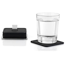 Load image into Gallery viewer, Blomus Coaster Set Square with Holder – Black Silicone TRAYAN – 6 Pieces
