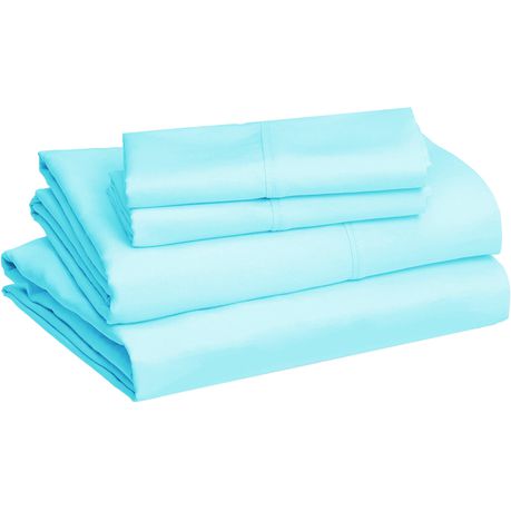 Wrinkle Resistant Egyptian Comfort Sheet Set 4 Piece Double: Duck Egg Blue