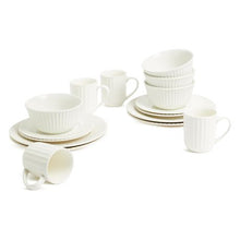 Load image into Gallery viewer, George &amp; Mason - Embossed Striped Porcelain Dinner Set - 16 Piece
