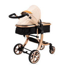 Load image into Gallery viewer, Earthling Baby Stroller 2 in 1 Foldable Carriage Beige
