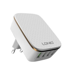 Load image into Gallery viewer, Ldnio A4404 Portable Phone Travel Wall Charger with gold rim
