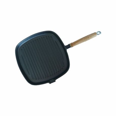 Regent Cast Iron Square Skillet With Wooden Handle (425/250X250X20Mm) Buy Online in Zimbabwe thedailysale.shop