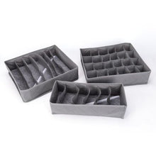 Load image into Gallery viewer, 3 Piece Collapsible Underwear Drawer Organisers - Grey
