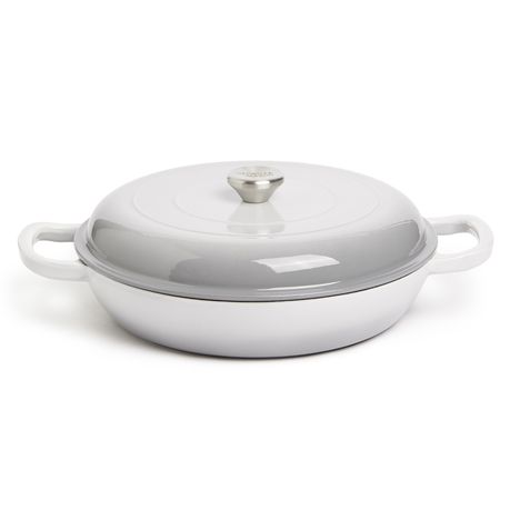 George & Mason - 30cm Round Enamel Cast Iron Casserole - Grey