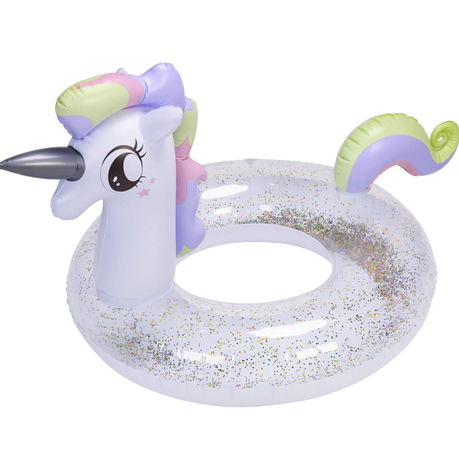 Giant Glitter Unicorn Inflatable Pool Ring Float - 120cm