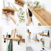 Load image into Gallery viewer, Heartdeco Bamboo Floating Shelf With Hooks
