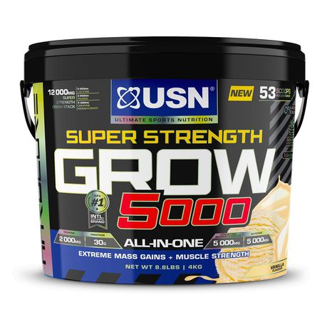 USN Super Strength Grow 5000 4kg Vanilla - Mass Gainer Buy Online in Zimbabwe thedailysale.shop