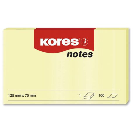 Kores Yellow Sticky Notes 125 x 75mm 100 sheets