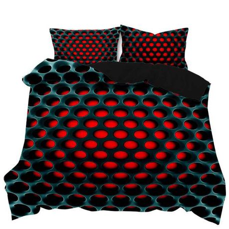 Chromacool 3D Printed Double Bed Duvet Cover Set Red/Black Buy Online in Zimbabwe thedailysale.shop