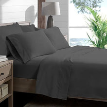 Load image into Gallery viewer, Wrinkle Resistant Super King Sheet Set Charcoal Grey 4 Piece Bedding
