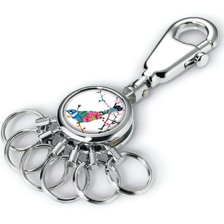 TROIKA Keyring - Carabiner Hook and 6 Easy Release Keyrings - Birdie