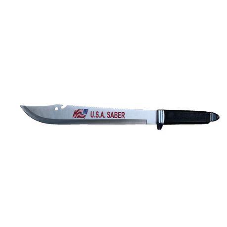 Short Sharpened USA Themed jagged Machete Saber Stainless Steel Blade-45 cm