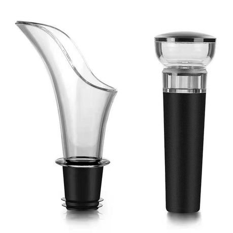 Wine Vacuum Stopper and Wine Pourer Set- Black Buy Online in Zimbabwe thedailysale.shop