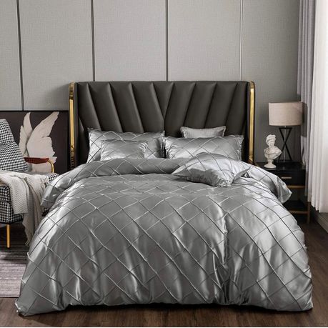 Satin Duvet Cover Set- King Grey Buy Online in Zimbabwe thedailysale.shop