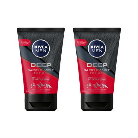 NIVEA MEN Deep Rapid Pimple Clear Face Wash - Bundle of 2 x 100ml Buy Online in Zimbabwe thedailysale.shop