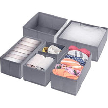 Load image into Gallery viewer, Foldable Drawer Organiser Storage Boxes - Set of Six (Grey)
