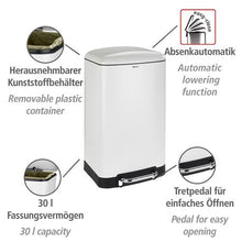 Load image into Gallery viewer, Wenko - Pedal Bin 30L - Studio Range -  Easy-Close - Stanless Steel - White
