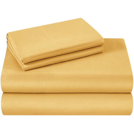 Wrinkle Resistant Super King Sheet Set Caramel Gold 4 Piece Bedding