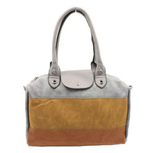 Load image into Gallery viewer, Blackcherry Colour Block Barrel Tote-Grey/Tan
