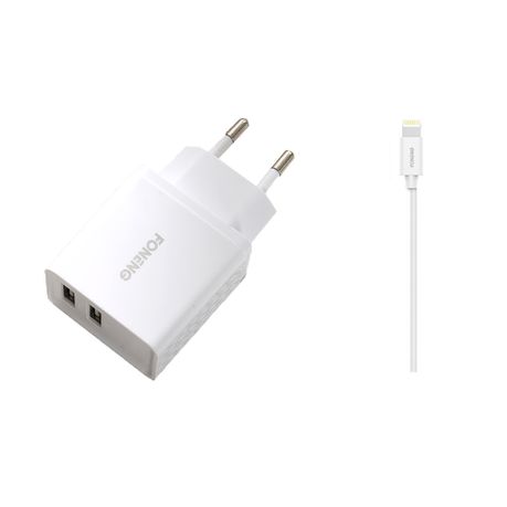 FONENG K240 2.4A Dual Port Complete Charger with Iphone Cable Buy Online in Zimbabwe thedailysale.shop