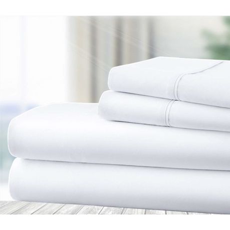 Wrinkle Resistant Double Sheet Set: Crispy White 4 Piece Bedding