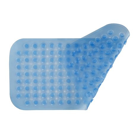 Non-Slip PVC Bathroom Bath/Shower Mat Polka Dot Texture Light Blue Large