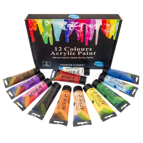 Aon-Art 12pc Acrylic Paint Set - 75ml Buy Online in Zimbabwe thedailysale.shop