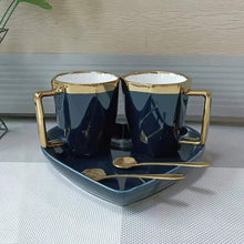 Load image into Gallery viewer, Elegant King 5-Piece Diamond Shape Tea &amp; Coffee Mug Set - Aquamarine
