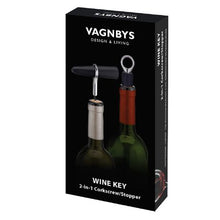 Load image into Gallery viewer, VAGNBYS Corkscrew and Wine Stopper - 2-in-1 Wine Key - Black and Silver
