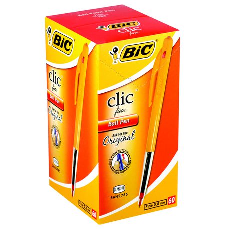 BIC Clic Fine Ball Point Pen - Red (Box of 60) Buy Online in Zimbabwe thedailysale.shop