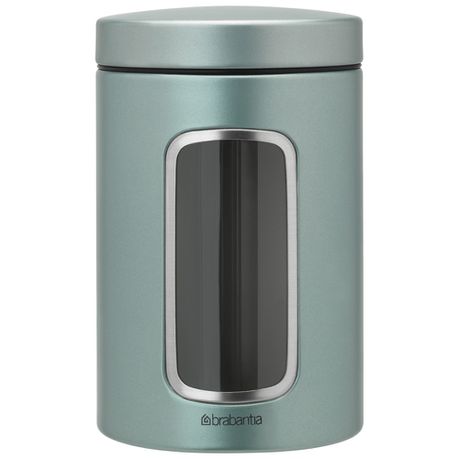 Brabantia Window Canister 1.4 litre Metallic Mint Buy Online in Zimbabwe thedailysale.shop