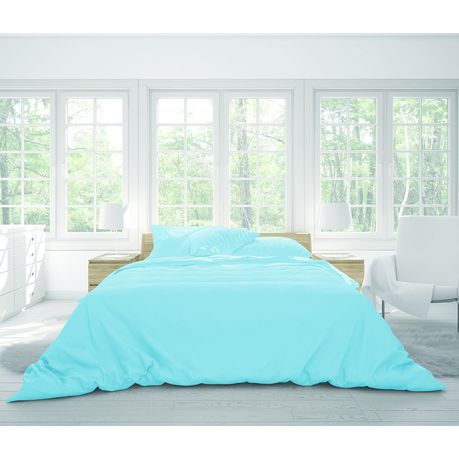 Wrinkle Resistant Egyptian Comfort Duvet Cover Set King: Cool Duck Egg Blue