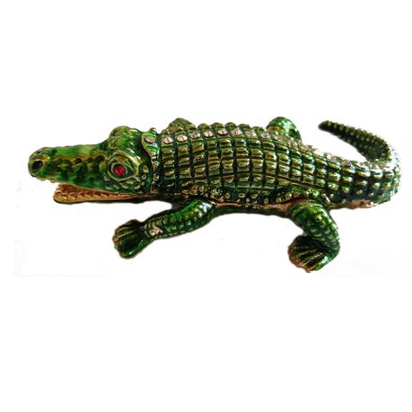 Crocodile Hand- Painted Enameled Decorative Hinged Jewelry Trinket Box Buy Online in Zimbabwe thedailysale.shop